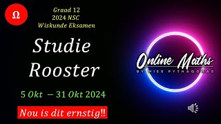 Graad 12 Wiskunde STUDIE Rooster en wenke vir NSC Nov ekamen 2024 [upl. by Ajnotal]