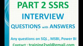 SSRS Interview Questions with Answers Part 2 [upl. by Esaj205]