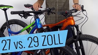 27 vs 29 Zoll  Mountainbike Laufradgrößen im Vergleich  Fahrradorg [upl. by Aiciles360]