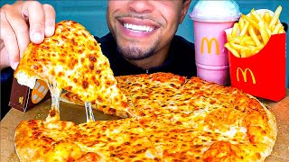 ASMR Little Caesars Pizza McDonalds Fries Strawberry Milkshake Mukbang BIG BITES Eating Show Jerry [upl. by Avlem861]