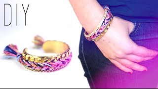 DIY  Bracelet Manchette tressée  Woven Bangle bracelet  friendship bracelet [upl. by Reivilo828]