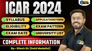 ICAR Eligibility Syllabus Exam Pattern ICAR Application form 2024 CUET ICAR 2024 Complete Detail [upl. by Gnuoy]