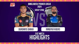 Durdanto Dhaka vs Rangpur Riders  Highlights  21st Match  Season 10  BPL 2024 [upl. by Tail308]