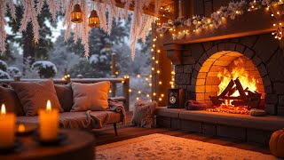 Peaceful Winter Porch Ambience ❄️ Crackling Fireplace Sounds for Relax amp Sleep [upl. by Einnek319]