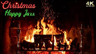 🔥 Christmas Fireplace w Happy Jazz Christmas Music 🔥 Instrumental Upbeat Christmas Jazz Ambience [upl. by Thay809]