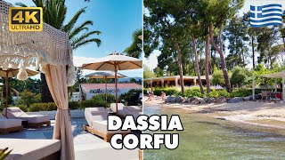 DASSIA 🌞 Corfu Island Greece 🇬🇷  Luxurious Resort amp Beautiful Sandy Beach 🏖️  4K UHD [upl. by Selokcin]