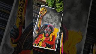 Maa Kali Angry 🔥Face Drawing ✍️❤️‍🩹🔥 Kali Thakur shorts maakali kalipuja colorpencil drawing [upl. by Enelaj]