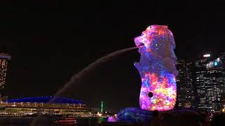 Merlion light show in Singapore [upl. by Oirtemed]