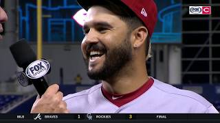 Eugenio Suarez delivers on promise made to wife family amp Venezuelan people  REDSMARLINS POSTGAME [upl. by Archangel994]