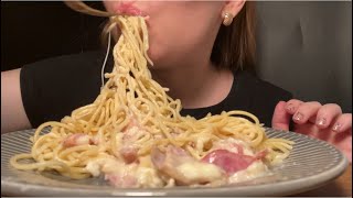 CARBONARA PASTA CHIPS ASMR MUKBANG NO TALKING [upl. by Netsyrc]