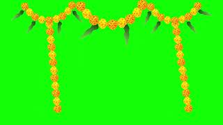 Full HD 1920x1080 Flower Mala  Indian Marigold Flower Garland Green Screen [upl. by Arfihs]