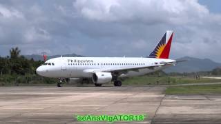 Philippine Airlines A319 RPC8600 Crosswind Landing Tagbilaran Airplane Spotting Bohol Airport RPVT [upl. by Rahsab]