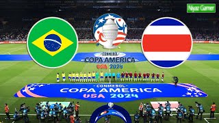 BRAZIL vs COSTA RICA  COPA AMERICA 2024 USA  Group D  Full Match All Goals  PES Gameplay [upl. by Thurlough]