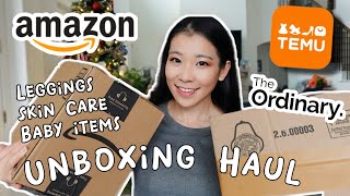 Temu Haul amp Amazon Unboxing amp try on haul The ordinary Fanka leggings SKII Amazon leggings [upl. by Widera]