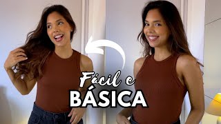 Como Fazer Blusa Básica Regatinha em Malha Canelada [upl. by Oiraved]