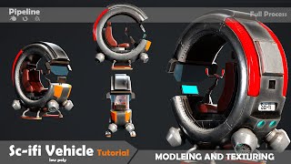 Low Poly Scifi Vehicle Tutorial tutorial blender substancepainter [upl. by Arodnap218]