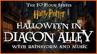 Halloween In Diagon Alley wMusic amp Rain 🎃 Harry Potter  For SleepStudyingRelaxing 10 HoursHD [upl. by Ades616]