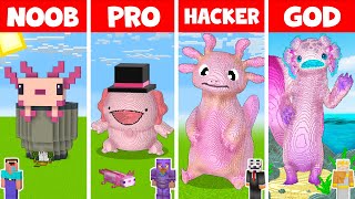 Minecraft NOOB vs PRO vs HACKER vs GOD REAL LIFE AXOLOTL STATUE CHALLENGE in Minecraft  Animation [upl. by Gnuy770]