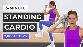 15Minute Standing Cardio Workout 2000 Steps No Repeats [upl. by Jonis]