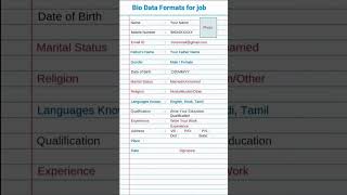 BIODATA FORMATjob biodatastudy [upl. by Swanhilda498]