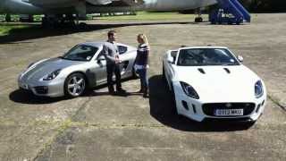 2013 Jaguar FType vs 2013 Porsche Cayman  Which Car review [upl. by Ahsimot]