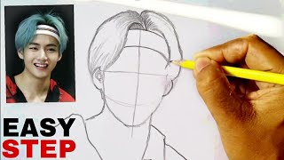 BTS V Kim Taehyung pencil drawing  BTS army [upl. by Ynafit]