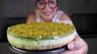 Cheesecake al pistacchio TORTA FREDDA SENZA COTTURA  SENZA FORNO  SENZA GELATINA [upl. by Llednav]