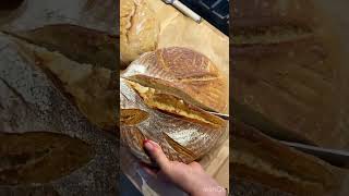 Cutting sourdough bread ASMR 🥖✨sourdoughbread bread baking asmrfood [upl. by Etireuqram178]