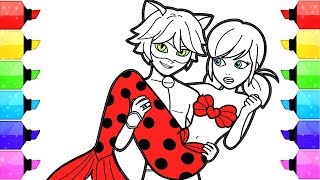 Miraculous Ladybug Coloring Pages Mermaid  How to Draw and Color Ladybug Sereia Mermaid Cat Noir [upl. by Silsbye]