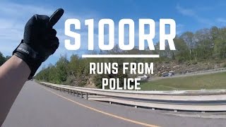 BMW s1000rr runs from cops Almost gets Caught EPIC Gets away too [upl. by Notyrb]