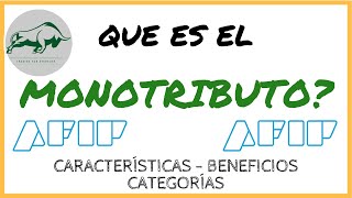 ✔️ Que es el MONOTRIBUTO Principales Características CATEGORÍAS Beneficios [upl. by Dwayne]