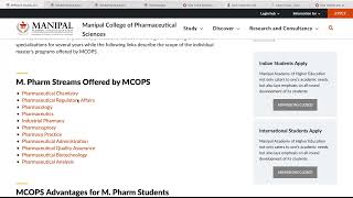 Manipal college of Pharmaceutical Sciences MCOP  Courses Fees Admission Placement in M Pharm [upl. by Nniuq]