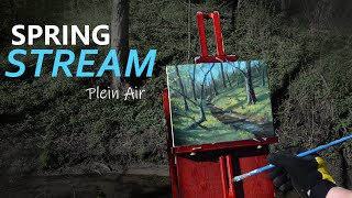 Painting a Forest Stream  Plein Air Oil Study [upl. by Sukramed]