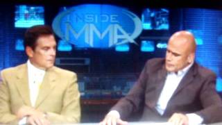 Bas rutten gets mad at dennis Hallman on INSIDE MMA about steroids [upl. by Netsirk45]