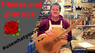 How to safely cut fholes in an archtop guitar  Glueing up the body and neck [upl. by Forcier]