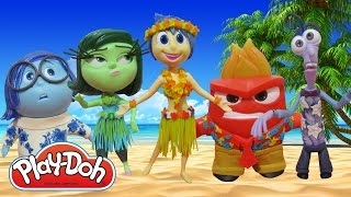 Play Doh INSIDE OUT Joy Sadness Anger Disgust and Fear in Hawaiian Inspired Costumes [upl. by Nuy]