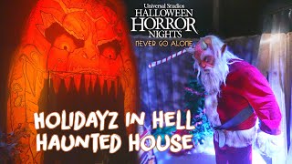 Holidayz In Hell Haunted House Walkthrough  Halloween Horror Nights Hollywood 2023 [upl. by Ynaffets643]