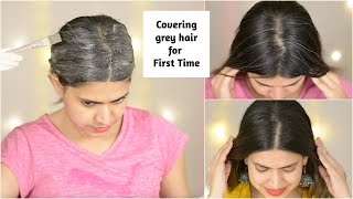 Get beautiful brown hair colour at home  How to cover early grey hair  Hair colouring made easy [upl. by Sedinoel988]