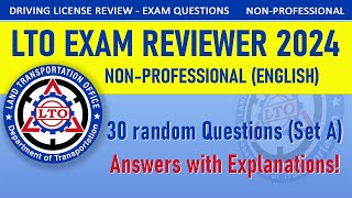 LTO Exam Reviewer 2024  Non Professional Drivers License  30 Questions with Explanations Set A [upl. by Lewes]