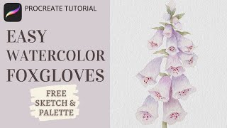 How to Paint Watercolor Foxglove Flowers in Procreate  Watercolor Floral Procreate Tutorial [upl. by Adnale191]