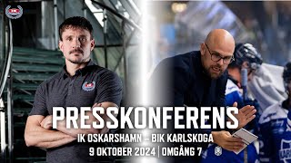 Presskonferens efter IK Oskarshamn – BIK Karlskoga 9 oktober 2024 [upl. by Gilman]