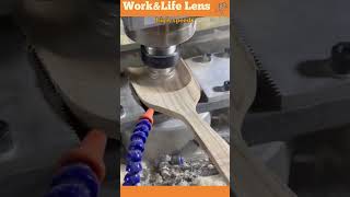 CNC router with end mill efficiently crafts wooden spoons with precision and automation [upl. by Sixla]