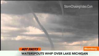 Nine Waterspouts Whip Over Lake Michigan [upl. by Keeryt200]