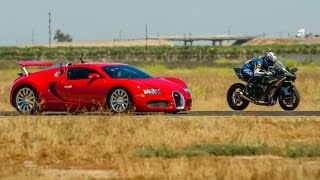 Kawasaki H2R vs Bugatti Veyron Supercar  12 Mile Airstrip Race 2 [upl. by Mireielle]