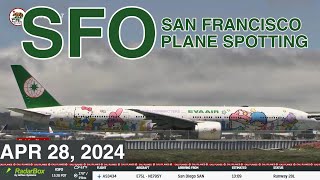 SFO LIVE  SANRIO CHARANCTERS EVA AIR 777 MAKES APPEARANCE [upl. by Anniroc996]