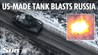 USmade £8m M1 Abrams tank seen blasting Russians on Ukraine frontline for first time [upl. by Elton]