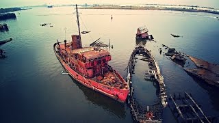 Arthur Kill Ship Graveyard  abandoned  Drone View  Staten Island NY  Blade Chroma 1080p [upl. by Annoyik]