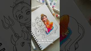 Shiv Parvati ji drawing with OHUHU MARKERS✨😍 Shivratri special drawing Part 1❤️ shorts [upl. by Papagena631]