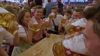 O zapft is Munichs worldfamous Oktoberfest beer festival opens [upl. by Sokram6]