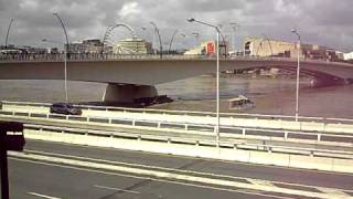 boat crashes into bridge in Brisbane flood [upl. by Nwahsal522]